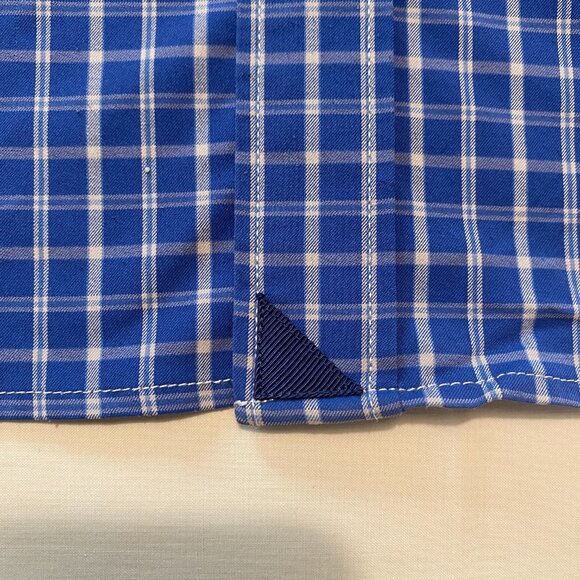 UNTUCKit Men’s Performance Kiepersol Button-Down Shirt 2XL Blue White Plaid - Picture 6 of 16